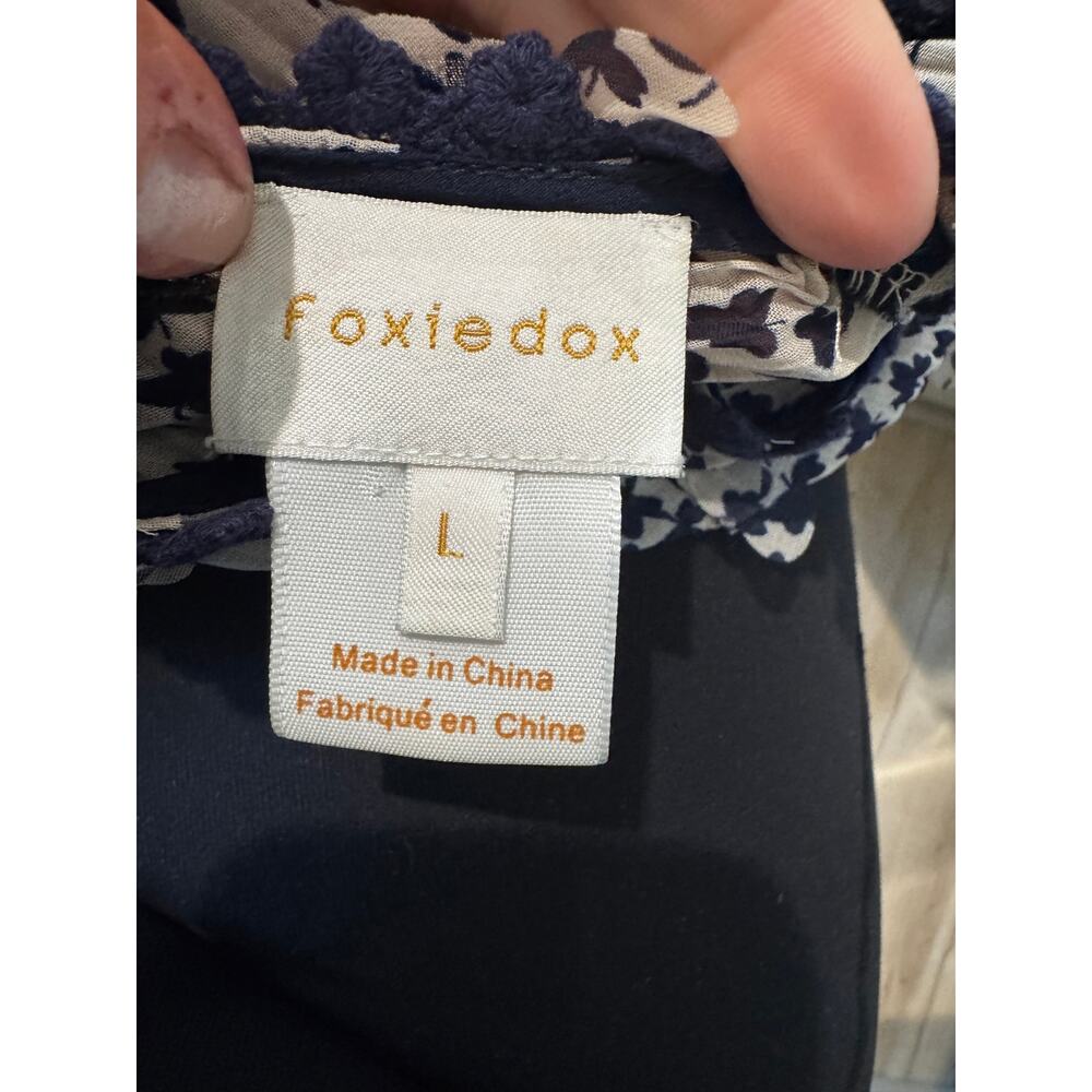 Foxiedox Mariposa 3D Butterfly Mini Dress | Women's Size L | Cream Navy - Picture 4 of 4